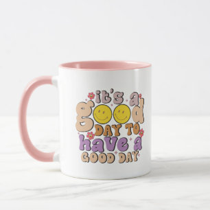 Caneca Bom Dia no Estilo de Texto ondulado
