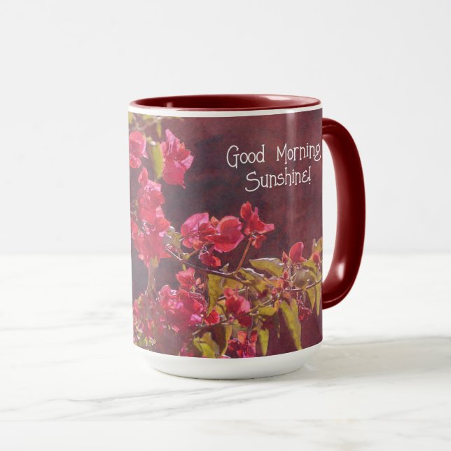 Caneca Bom dia Sunshine Red Flower Mug Cup (Frente Esquerda)