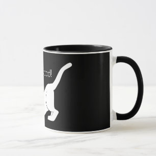 Caneca Bom estiramento felino preto e branco bonito do