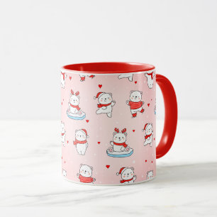 Caneca Bom Feliz Natal Polar Bear Sem Costura Padrão