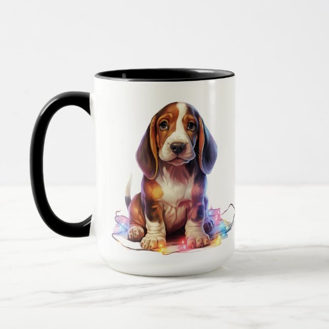 CANECA BOMBA ADORÁVEL DE BASSET DE NATAL (Esquerda)