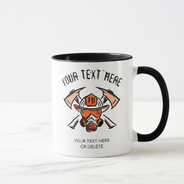 Caneca Bombeiro. Bombeiros. Ideia do presente. Modelo (Direita)