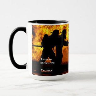 Caneca Bombeiro Personalizado Flames Mug