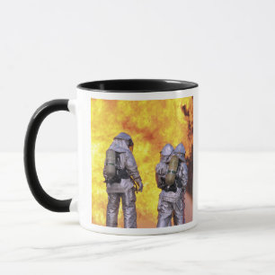 Caneca Bombeiros extinguem incêndio aéreo