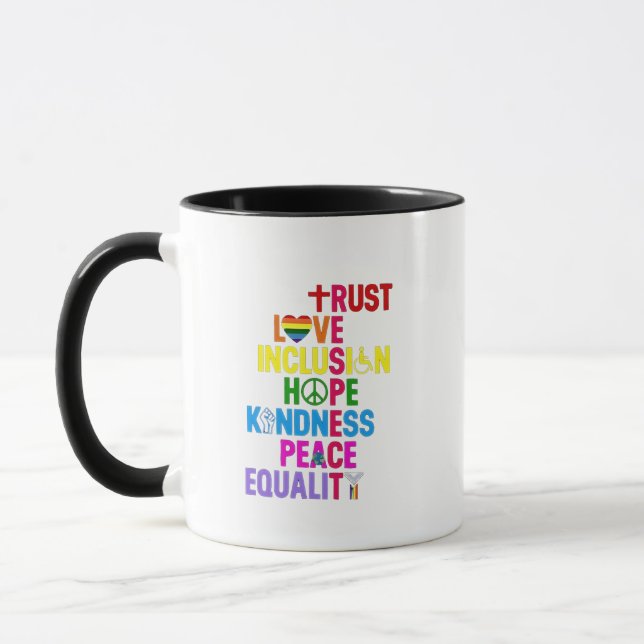 Caneca Bondade Paz Igualdade Amor Inclusão Esperança (Esquerda)