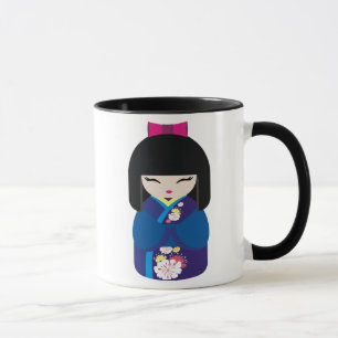 Caneca Boneca japonesa chinesa oriental bonita