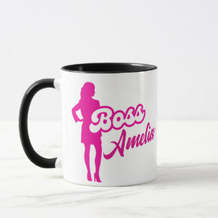 Caneca Boneca Rosa Personalizada - Chefe Girly