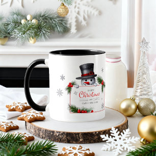 Caneca Boneco de Neve Alegre Natal Ano Novo Saudações