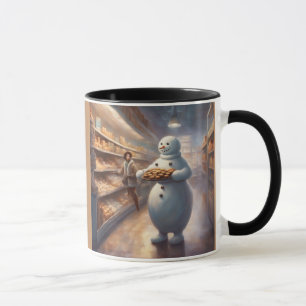Caneca Boneco de neve caprichoso distribui amostras de bi