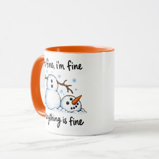 Caneca Boneco de Neve Derretido Engraçado Humor de Invern