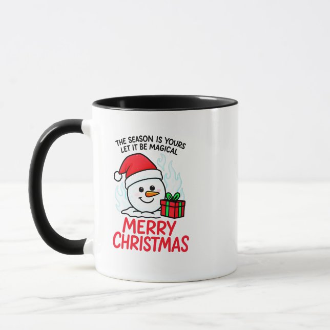 Caneca Boneco de Neve Flamejante Feliz Natal Presente de  (Esquerda)