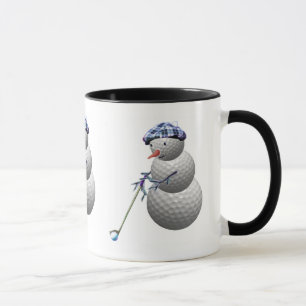 Caneca boneco de neve golfing, boneco de neve golfing,