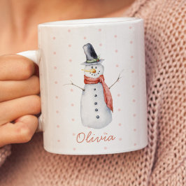 Caneca Boneco de Neve Personalizado Aquarela Rústica Deix