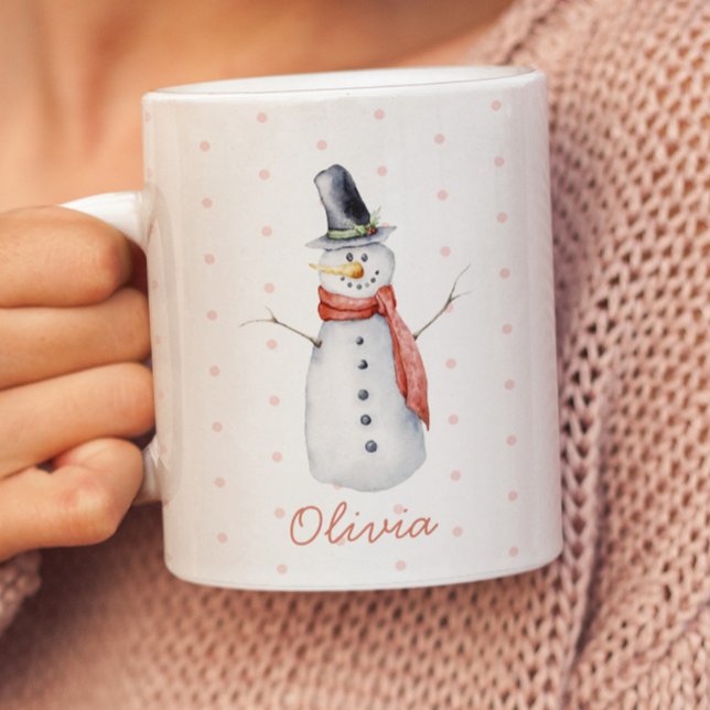 Caneca Boneco de Neve Personalizado Aquarela Rústica Deix (Criador carregado)