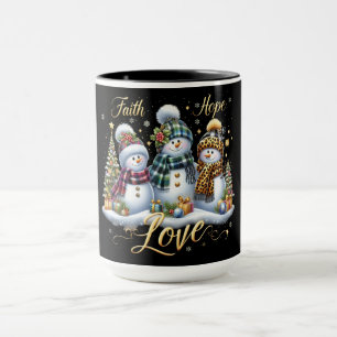 Caneca Bonecos de Neve com Presentes e Árvores