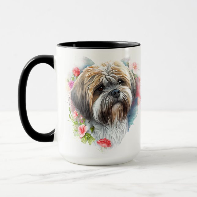 CANECA BONITA ÁGUA-COR BRANCA-LHASA-CÃO-DE-APSO (Esquerda)