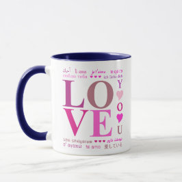 Caneca Bonita "AMA-TE" em línguas românticas, Rosa Menina