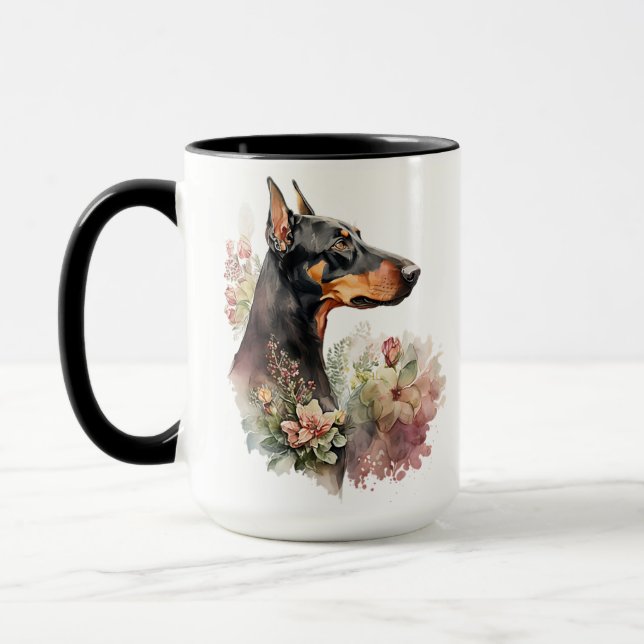 CANECA BONITA COR DA ÁGUA DOBERMAN PINSCHER DOG (Esquerda)