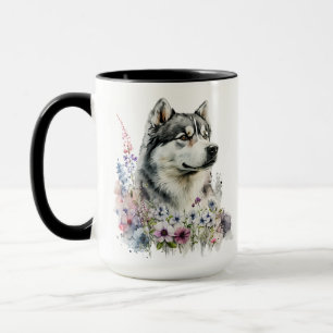 CANECA BONITA COR DA ÁGUA SIBERIAN HUSKY DOG