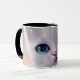 Caneca Bonita Fantasia Branca Fluffy Cat