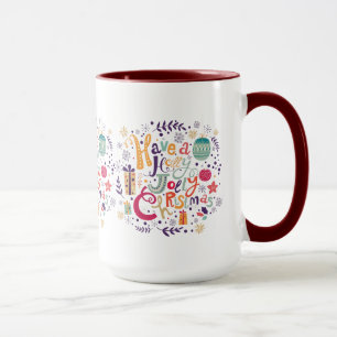 Caneca Bonita Holly Jolly Design de texto de Natal