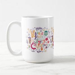 Caneca Bonita Holly Jolly Design de texto de Natal
