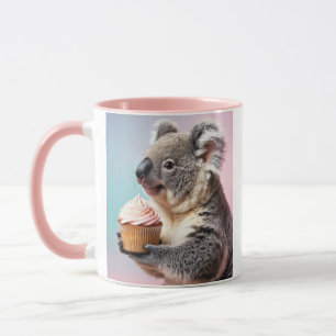 Caneca Bonita Koala Com Gradiente De Pastel Cupcake