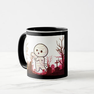 Caneca Bonita múmia de Halloween em Spooky Graveyard - En