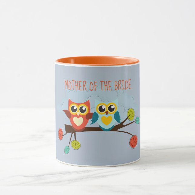 Caneca Bonita OWLS Pensou Casamento Laranja Azul (Centro)