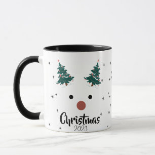 Caneca Bonita Reindeer Rapariga Santa Hat Nome Personaliz