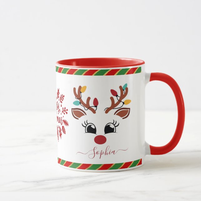 Caneca Bonita Reindet Natal Crianças Chocolate Quente (Direita)