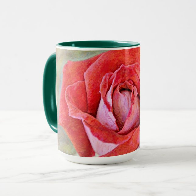 Caneca Bonita Taça de Flor Rosa Rosa Rosa Rosa Rosa Rosa  (Frente Esquerda)