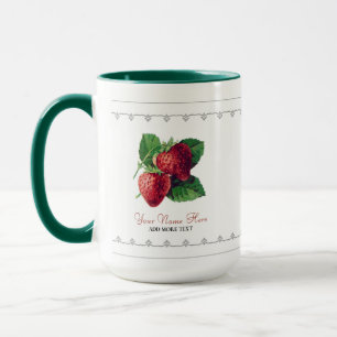 Caneca Bonita Vintage Strawberry Berry Fruta Adicione Seu