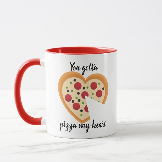 Caneca Bonita Você Tem Que Me Pizza Coração Pun (Esquerda)