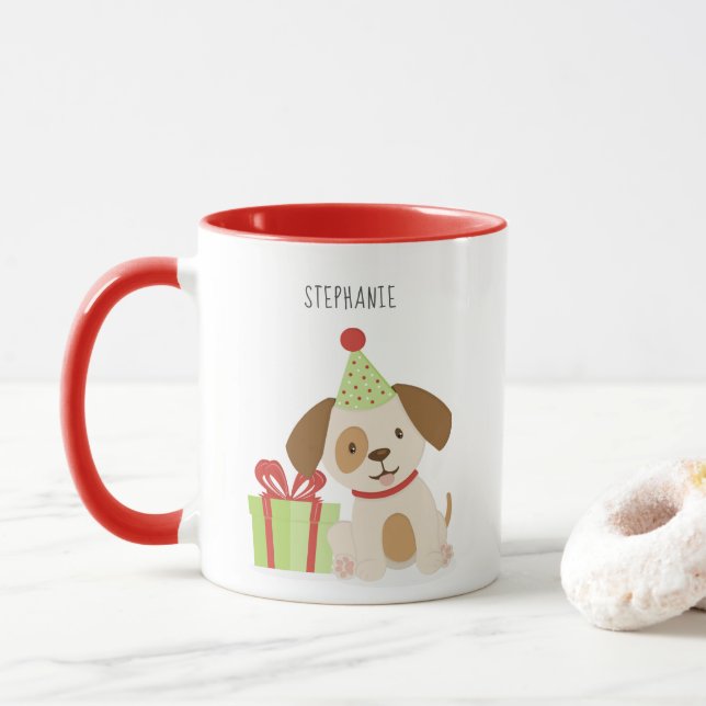 Caneca Bonito Aniversário do Puppy (Com Donut)