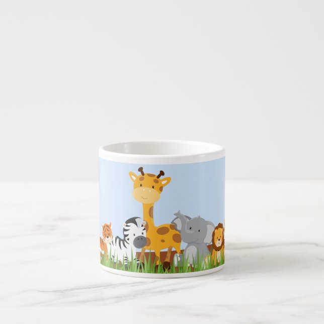 Caneca bonito azul do café dos animais do bebê da (Frente)