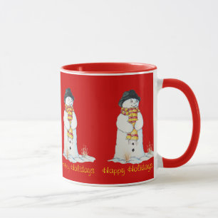 Caneca Bonito boneco de neve com nota para papais noeis n