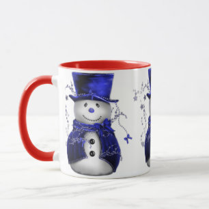 Caneca Bonito boneco de neve no Natal do Veludo Azul