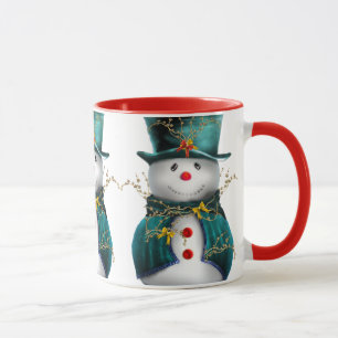 Caneca Bonito boneco de neve no Natal Verde Velvet