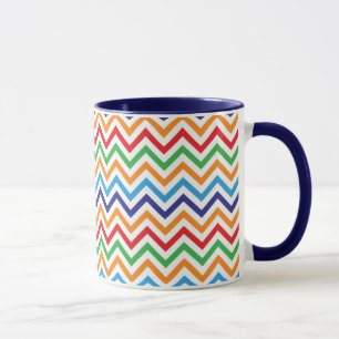 Caneca Bonito Brilho Colorido Zig Zag Chevron Strips