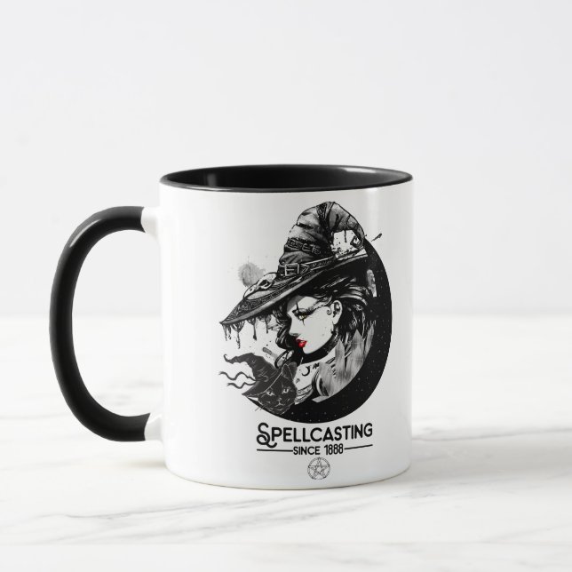 Caneca Bonito Bruxa e Gato Negro Wicca Spellcasting (Esquerda)