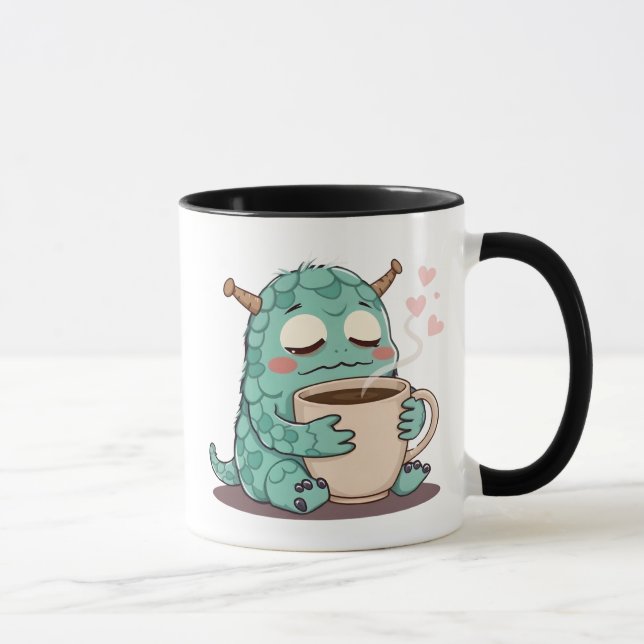 Caneca "Bonito café com Bebendo Monstro (Direita)