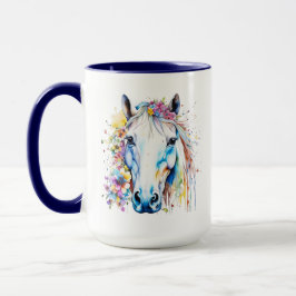 Caneca Bonito Cavalo Branco Floral Personalizado