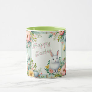 Caneca Bonito, coelho de felz pascoa floral