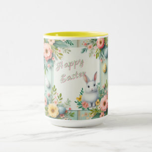 Caneca Bonito, coelho de felz pascoa floral