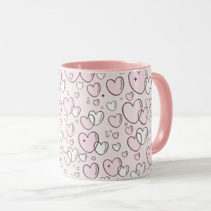 Caneca Bonito cor-de-rosa Namorados de bolhas desenhadas