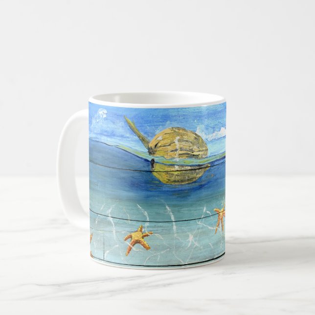 Caneca bonito da estrela do mar para o amante do (Frente Esquerda)