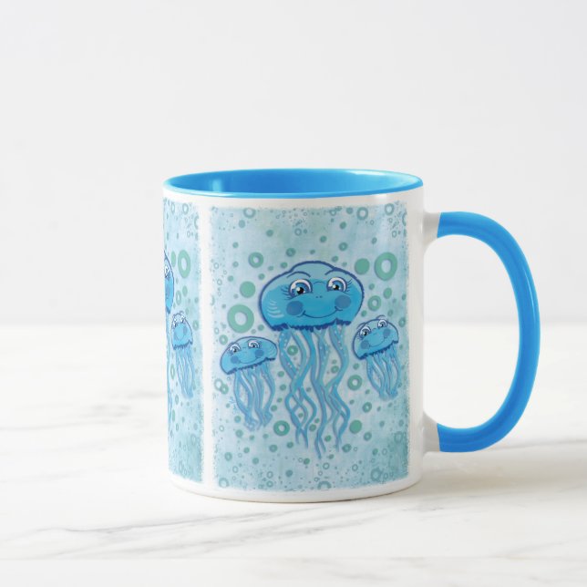 Caneca bonito das medusa e das bolhas (Direita)