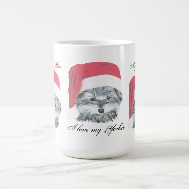 Caneca bonito do cão de Yorkie do Natal (Centro)