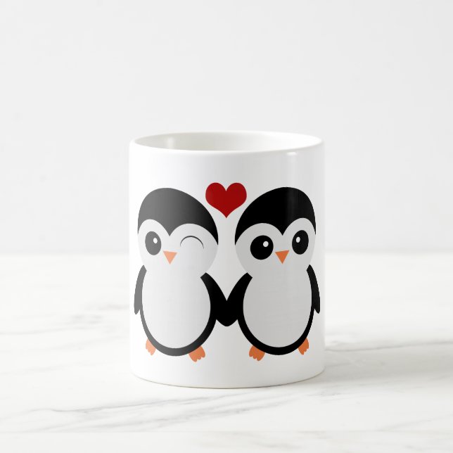 Caneca bonito do casal do pinguim (Centro)